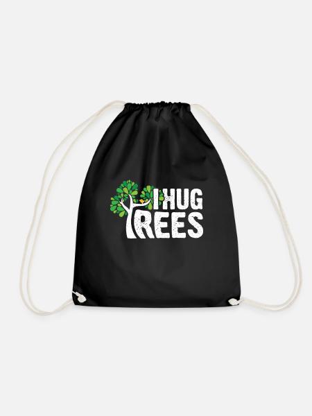 I Hug Trees - Leaves Earth Protection Tree Nature - Turnbeutel - Schwarz