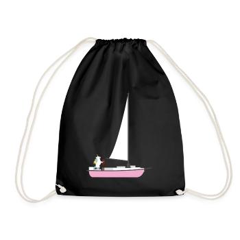 Einhorn Segeln Segelboot Angeln Fabeltier Natur - Turnbeutel - Schwarz - Vorne