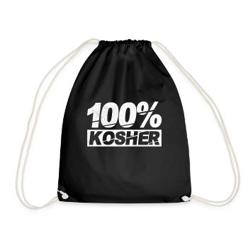 100% Kosher Jew Judaism Religion Faith Gift - Turnbeutel - Schwarz - Vorne