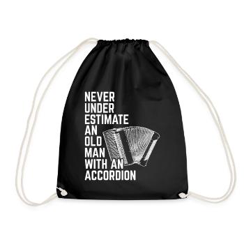 never under estimate an old man with an accordion - Drawstring Bag - black - Front