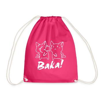 Baka Otaku - Drawstring Bag - fuchsia - Front
