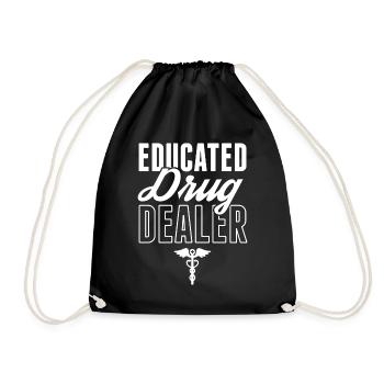 educated drug dealer - Drawstring Bag - black - Front