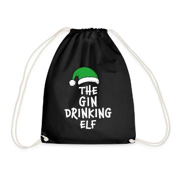 The Gin Drinking Elf - Drawstring Bag - black - Front
