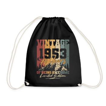 Born 1953 70 years birthday retro - Drawstring Bag - black - Front