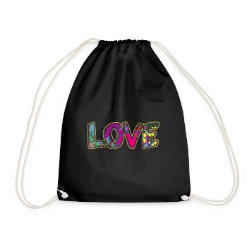 LOVE, LOVE - Drawstring Bag - black - Front