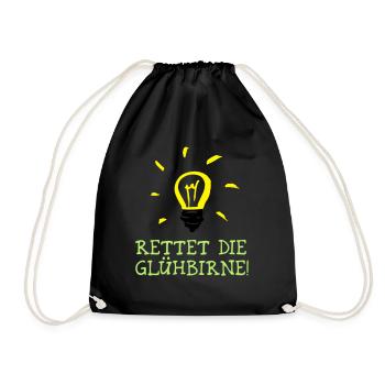 Rettet die Glühbirne! - Save the Bulb! - Turnbeutel - Schwarz - Vorne