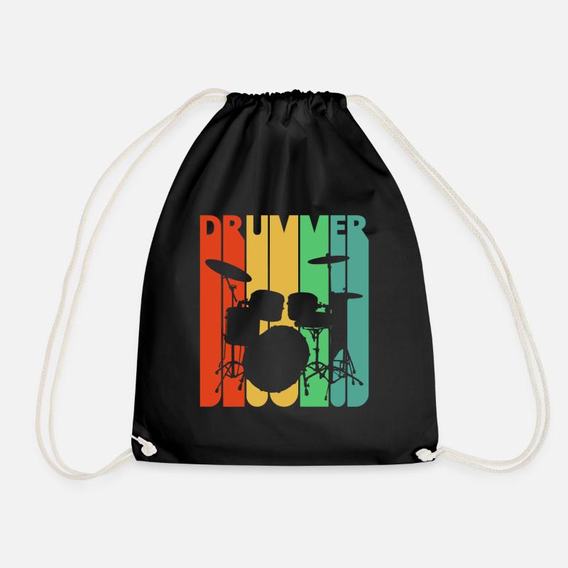 Vintage Retro Drummer. Kit de percussions Rock n Roll - Sac de sport léger - noir
