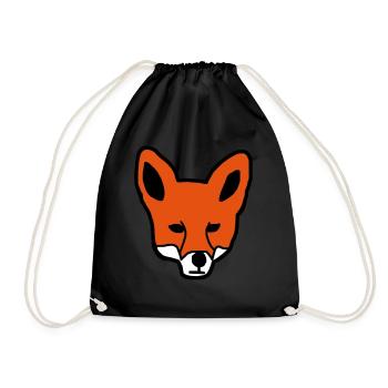 Fuchs Geschenk Geschenkidee - Turnbeutel - Schwarz - Vorne