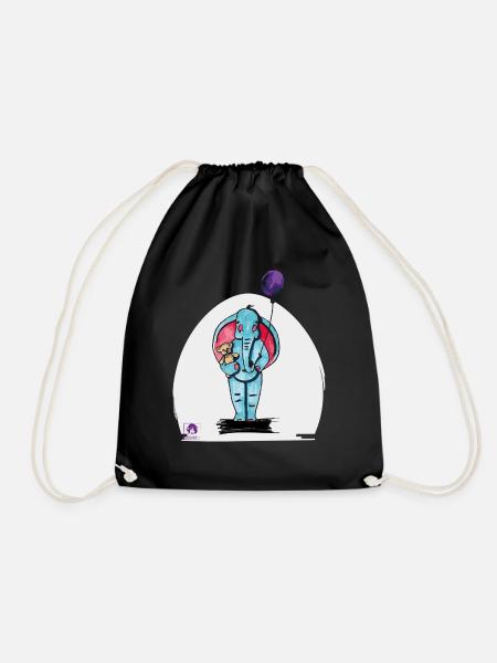 Elijah the elephant - Drawstring Bag - black
