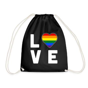 LGBT Pride Rainbow Color Love Heart Gay Pride - Drawstring Bag - black - Front