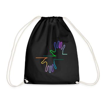 bunte Hände - Turnbeutel - Schwarz - Vorne