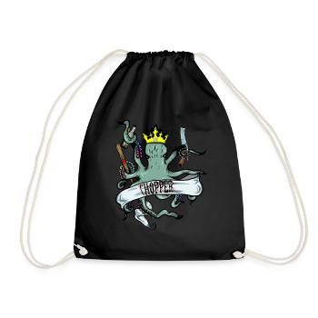Octopus octopus with crown and chopper - Drawstring Bag - black - Front