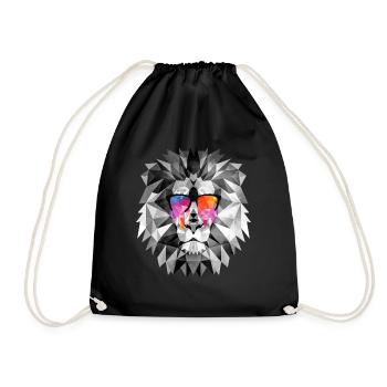 Cool lion with sunglasses - Drawstring Bag - black - Front