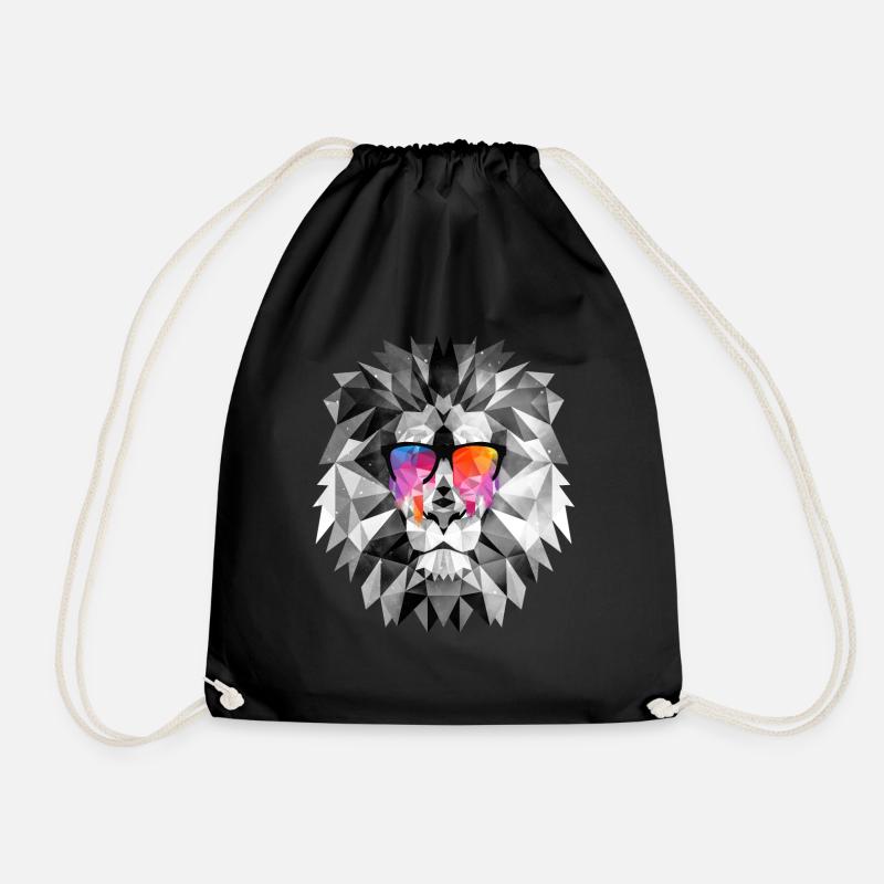 Cooler Löwe mit Sonnenbrille - Turnbeutel - Schwarz