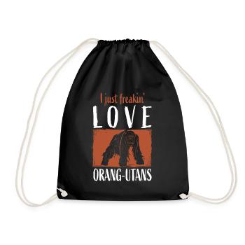 Orangutan Monkey - Drawstring Bag - black - Front