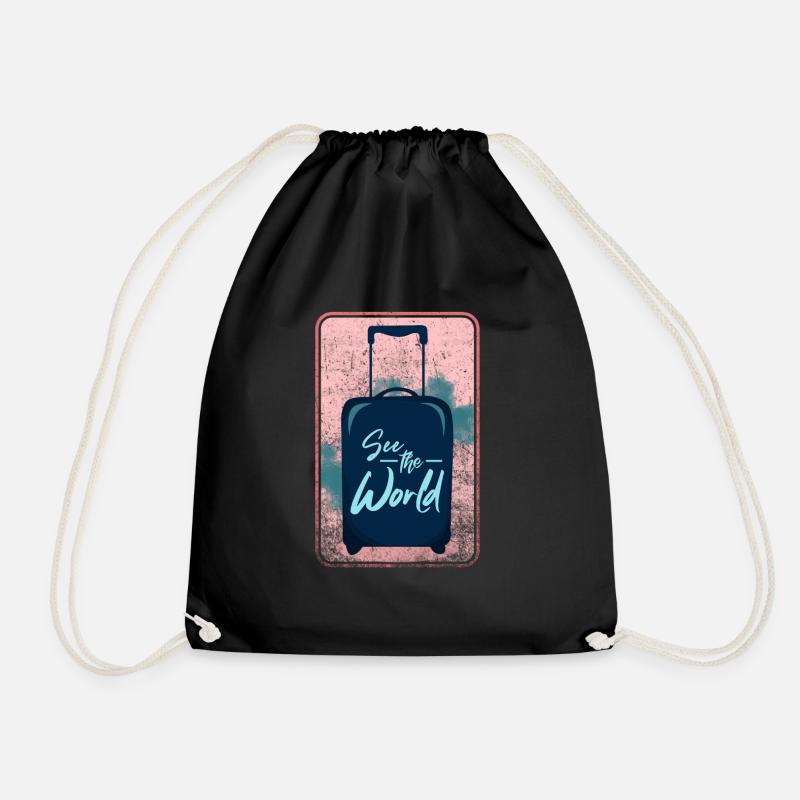 travel - Drawstring Bag - black