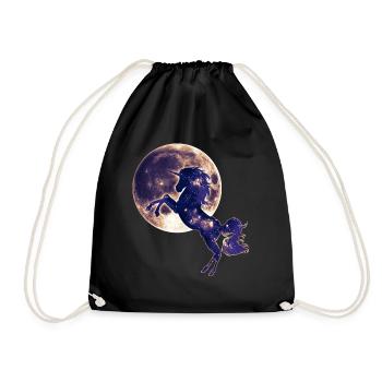 Einhorn, Vollmond , Mond, Magie, Pferd, unicorn, - Turnbeutel - Schwarz - Vorne