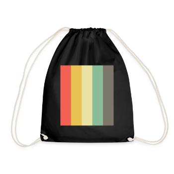 Retro Vintage Striped Rectangle Striped Template - Drawstring Bag - black - Front