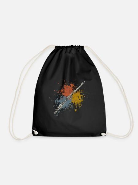 Querflöte retro - Turnbeutel - Schwarz