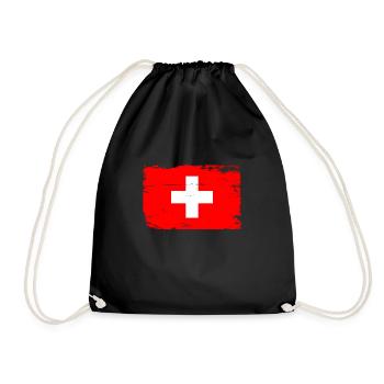 Switzerland - Drawstring Bag - black - Front
