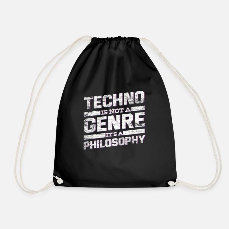 techno music - Drawstring Bag - black