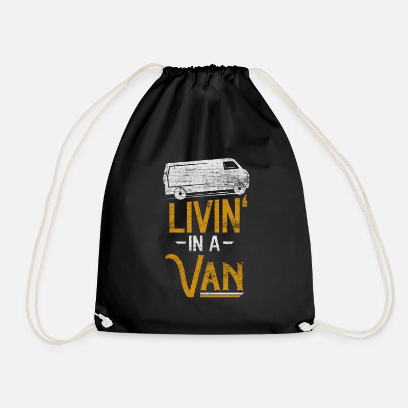 Camper van - Drawstring Bag - black