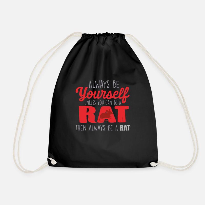 rat - Drawstring Bag - black