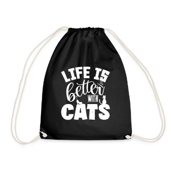 cats - Drawstring Bag - black - Front