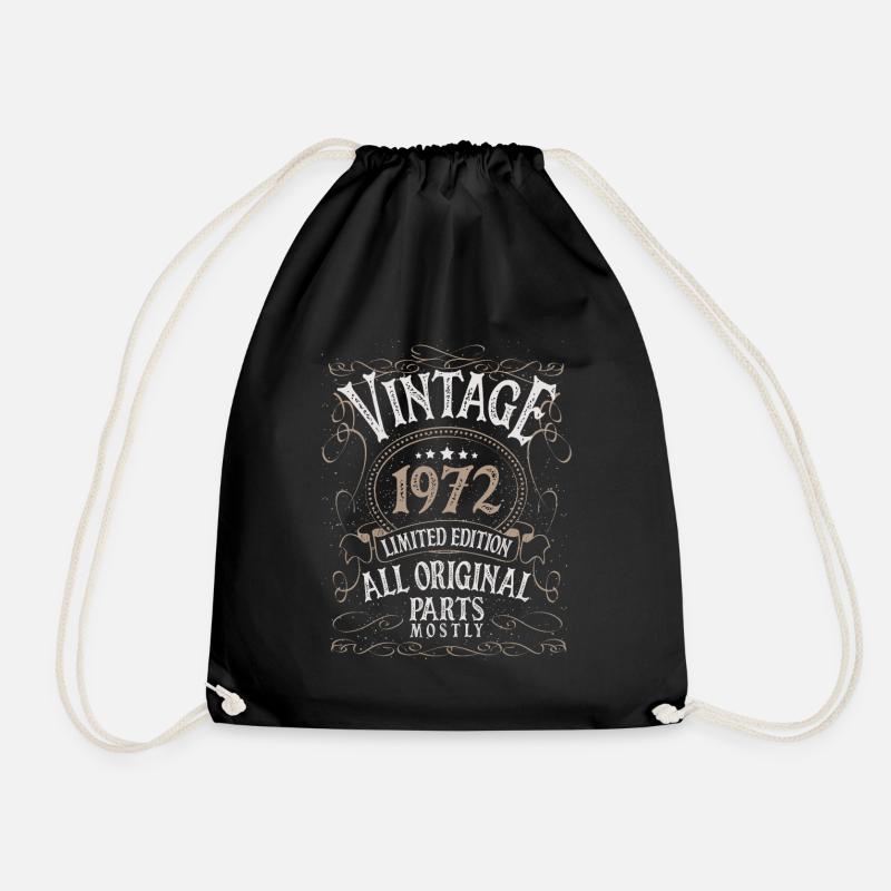 Birthday born in 1972 - Drawstring Bag - black