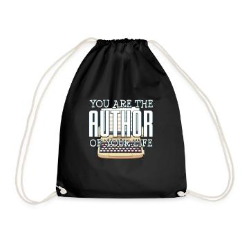 author - Drawstring Bag - black - Front