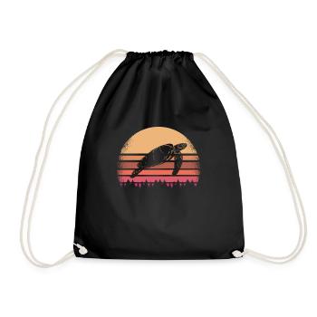 turtle - Drawstring Bag - black - Front