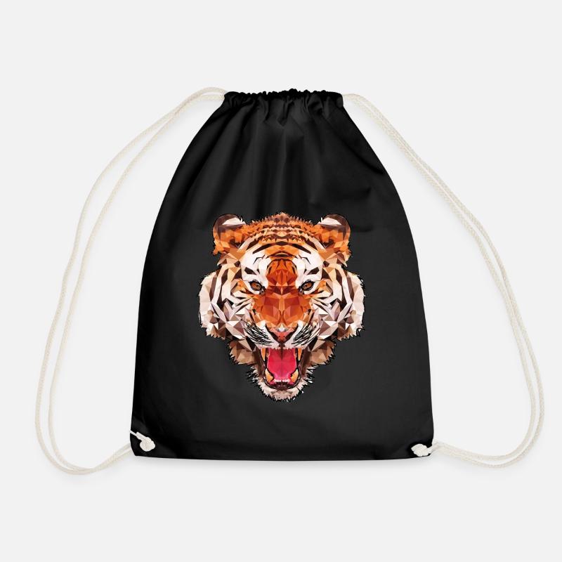 Tiger Polygon Design - Turnbeutel - Schwarz