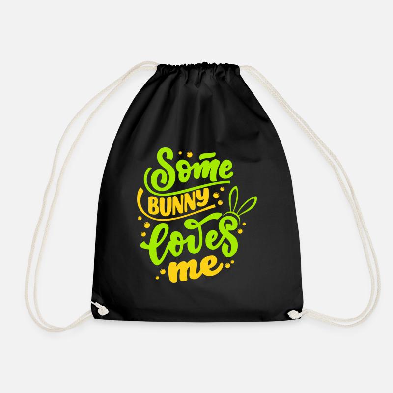 Some bunny loves me - Drawstring Bag - black