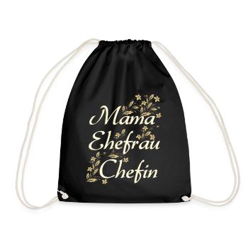 MAMA EHEFRAU CHEFIN - Geschenk Ehefrau - Turnbeutel - Schwarz - Vorne