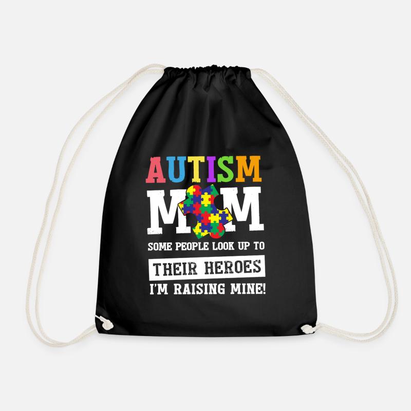 Autism Mom Shirt - Drawstring Bag - black
