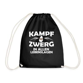 Kampfzwerg, In allen Lebenslagen, Sprüche Geschenk - Turnbeutel - Schwarz - Vorne