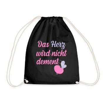 Das Herz wird nicht dement, Demenz, Schmetterling - Turnbeutel - Schwarz - Vorne