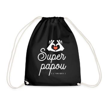 SUPER PAPOU l'unique cadeau noel fête des pères - Sac de sport léger - noir - Devant