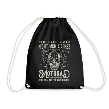 Motorradfahrerin Geschenk,Bikerin Eigenes Motorrad - Turnbeutel - Schwarz - Vorne