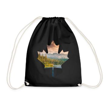 Ahronblatt Canada Nature Forest Lake Mountains Camping - Drawstring Bag - black - Front