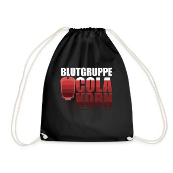 Blutgruppe Cola Korn Spruch - Turnbeutel - Schwarz - Vorne