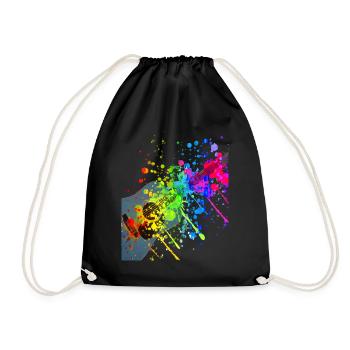 Guitare - taches de peinture - Sac de sport léger - noir - Devant