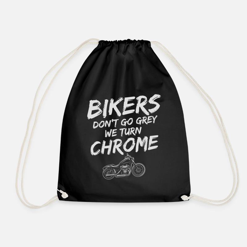 Motorradfahrer Geschenk Biker& Chrome. Biker werde - Turnbeutel - Schwarz