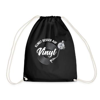 Klingt Besser auf Vinyl Audiophil DJ Geschenk - Turnbeutel - Schwarz - Vorne