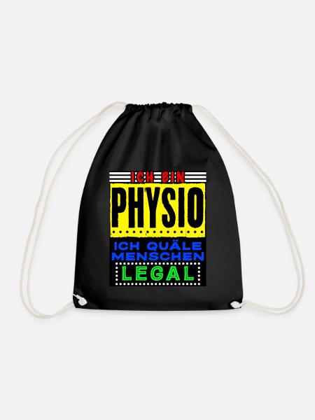 Physiotherapie - lustiger Quälen Spruch - Turnbeutel - Schwarz