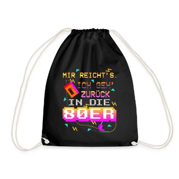 80er Jahre Retro 80s Pixel Spruch - Turnbeutel - Schwarz - Vorne