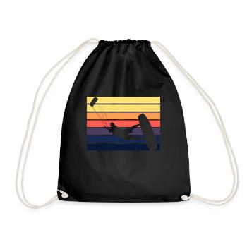 Kitesurf Kite rétro coucher de soleil - Sac de sport léger - noir - Devant