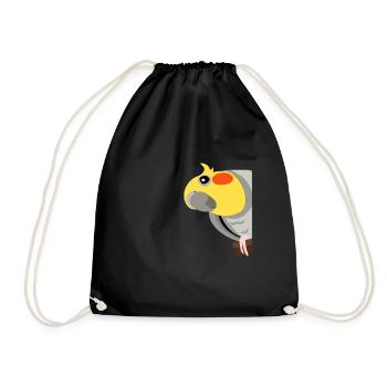 Cockatiel cute parrot - Drawstring Bag - black - Front