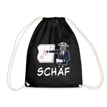 Schaf lustiger Chef Wortspiel Spruch - Turnbeutel - Schwarz - Vorne