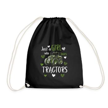 Une fille qui aime les tracteurs cadeau d’enfant du village - Sac de sport léger - noir - Devant